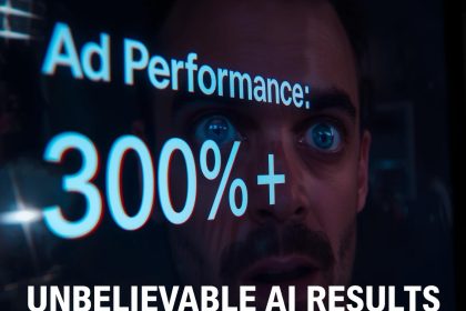 AI revolutionizing advertising in 2025 with futuristic marketing visuals and automation technology