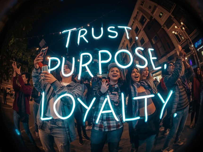 Young Gen Z consumers engaging with authentic brands that build trust and loyalty through modern marketing strategies.