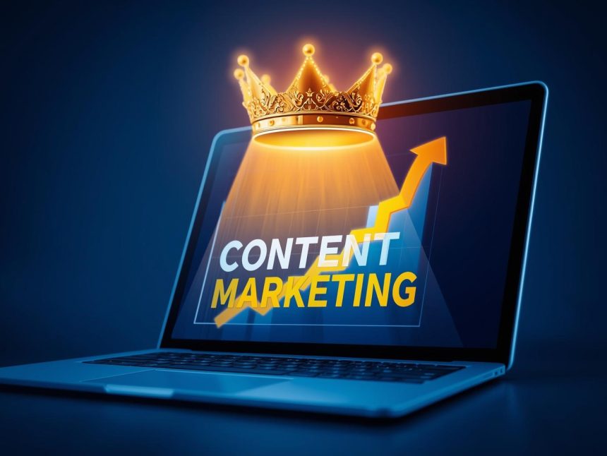Marketer using content marketing strategies to achieve SEO success and position their brand as an industry leader.