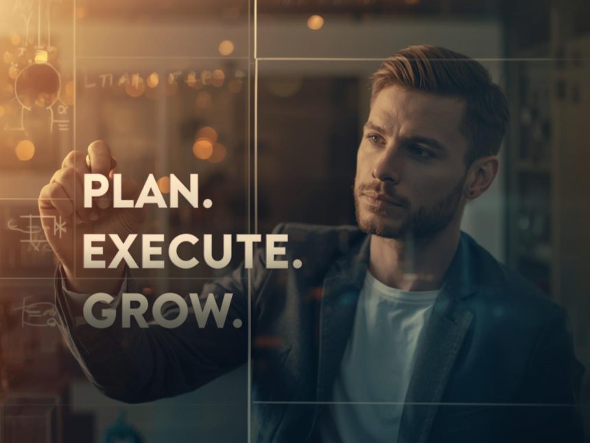 Marketer developing a winning digital marketing strategy that integrates SEO, social media, email, and content for business growth.