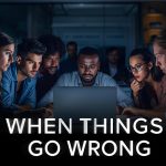 PR professional responding calmly to negative feedback and managing an online crisis to protect and rebuild brand reputation.