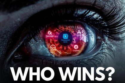 Visual comparison of top AI assistants—ChatGPT, Gemini, DeepSeek, Grok, and Copilot—symbolizing the competitive landscape of 2025.