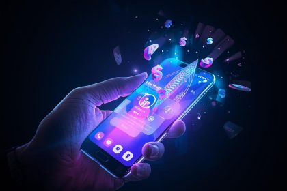A marketer surrounded by glowing chat bubbles, shopping icons, and engagement symbols, symbolizing how real-time marketing turns conversations into sales.
