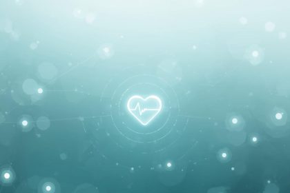 A group of people connected by glowing digital lines surrounded by engagement icons, symbolizing the power of community marketing and collective growth.