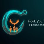 A glowing digital hook pulling in icons of leads and customers, symbolizing persuasive email marketing that turns prospects into buyers.