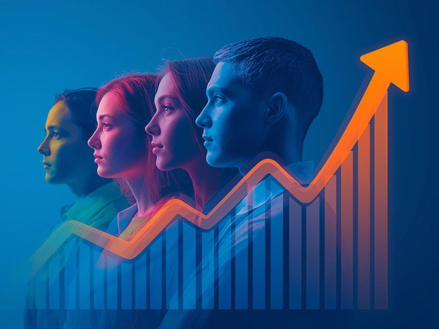 A collage of people taking selfies and sharing product posts surrounded by glowing engagement icons, symbolizing the rise of user-generated content in digital marketing.