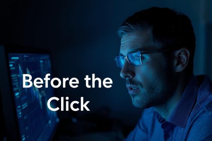 Professional digital marketer reacting to glowing SEO analytics on a laptop, symbolizing the hidden power of SEO content.