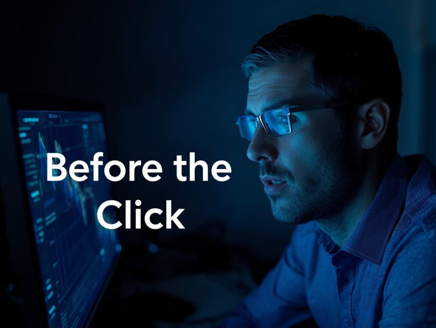 Professional digital marketer reacting to glowing SEO analytics on a laptop, symbolizing the hidden power of SEO content.