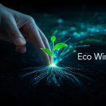 A glowing Earth surrounded by digital eco-icons representing renewable energy, sustainability, and marketing innovation in 2025.