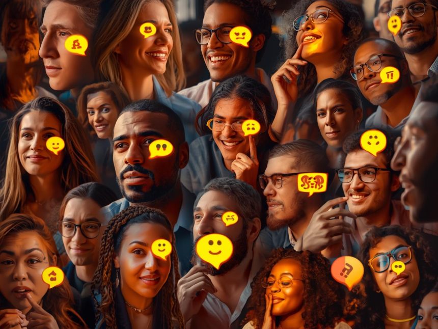 A group of diverse people connected through glowing digital speech bubbles forming a global network, symbolizing the rise of social forums in the digital age.