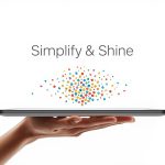 A marketer surrounded by glowing, colorful infographic charts and icons, representing how infographics make complex information simple and engaging.