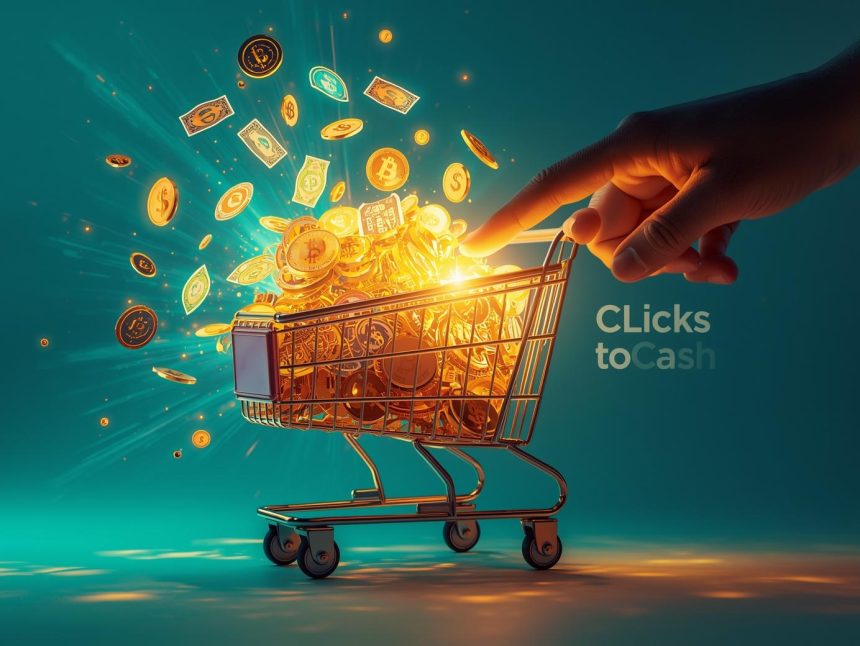 A marketer editing a glowing product listing on a digital screen surrounded by stars and likes, symbolizing optimization techniques that increase e-commerce sales.