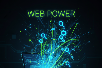 A web developer working on a holographic website structure with glowing icons of code, sitemaps, and gears, symbolizing how technical SEO boosts website performance.