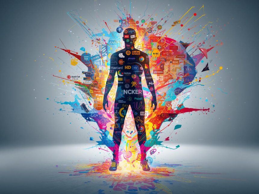 A glowing 3D brand logo surrounded by motion and light, symbolizing how dynamic visuals create emotional, living brand experiences in digital marketing.