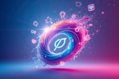 A glowing animated ad capturing a viewer’s attention as engagement icons radiate outward, symbolizing the impact of motion design in marketing.