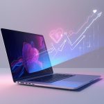 A marketer clicks a glowing heart-shaped button on a laptop screen, symbolizing how purpose-driven campaigns create engagement and success in digital marketing.