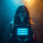 A customer interacting with a glowing digital control panel symbolizing empowerment and personalized marketing choices that drive business growth.