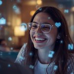 A marketer guiding a user along a smooth digital journey shown through glowing interface icons, symbolizing user-friendly marketing design.