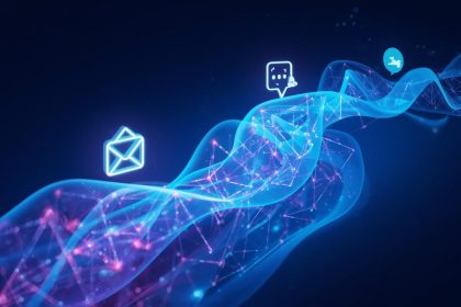 Split-screen showing the transformation from fragmented marketing chaos to a unified, flowing system powering growth and success.