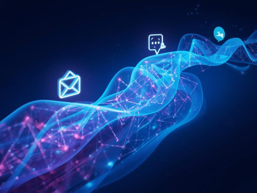 Split-screen showing the transformation from fragmented marketing chaos to a unified, flowing system powering growth and success.