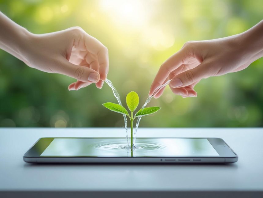 Two marketers connect glowing puzzle pieces forming a rising marketing graph, symbolizing the power of collaboration and smart growth through co-marketing.