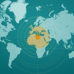 A glowing arrow hits the center of a neon bullseye made of a map pin, symbolizing the precision and power of geo-targeting in modern marketing.