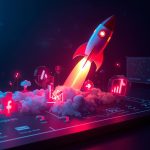 A marketer surrounded by connected screens for social media, email, and ads, symbolizing the power of integrated multi-channel marketing for digital growth.