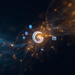 A central glowing brand logo connected to multiple digital platform icons, symbolizing brand unity and consistent alignment across all marketing channels.