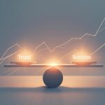 A marketer presenting a glowing consent button on a futuristic dashboard, symbolizing permission-based, ethical digital marketing strategies.