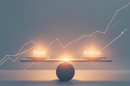 A marketer presenting a glowing consent button on a futuristic dashboard, symbolizing permission-based, ethical digital marketing strategies.