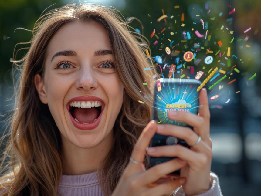 A marketer holds a glowing game controller surrounded by floating marketing icons, symbolizing how gamified strategies engage and retain customers.