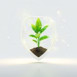 A marketer in front of a glowing lock-shaped graph rising upward, symbolizing growth through secure and privacy-first data marketing.