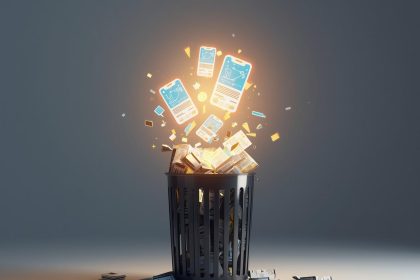 A frustrated marketer surrounded by fading ads while a single glowing targeted ad stands out, symbolizing the power of personalized reach.