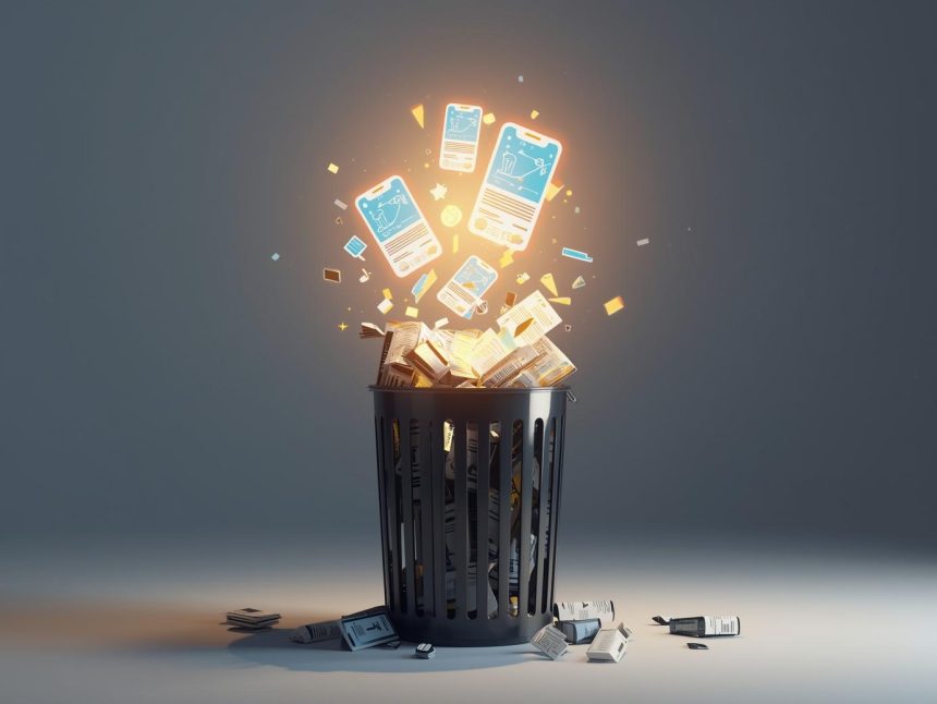 A frustrated marketer surrounded by fading ads while a single glowing targeted ad stands out, symbolizing the power of personalized reach.