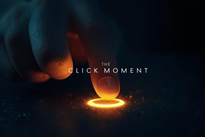 A close-up of a finger hovering over a glowing ad button, symbolizing the tension and excitement behind effective ad engagement.