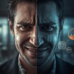 A marketer holding a glowing transparent cube labeled “Trust” as the digital world around them disintegrates, symbolizing the power of transparency in marketing.