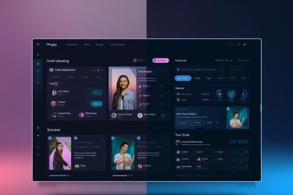 A glowing digital interface displaying high engagement and conversions, representing how great UI design drives digital marketing success.