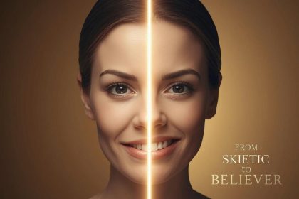 A marketer holding a glowing golden key unlocking a heart-shaped digital lock surrounded by customers, symbolizing how trust converts skeptics into loyal buyers.