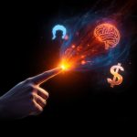 A close-up of a person’s eye reflecting a glowing “Click” button surrounded by digital icons, symbolizing the emotional and psychological factors behind user motivation.