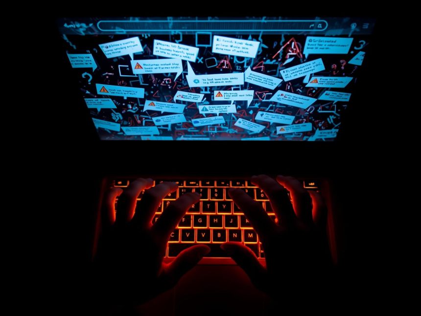 A frustrated user exiting a cluttered website while a marketer optimizes the layout, representing how fixing usability boosts engagement and conversions.