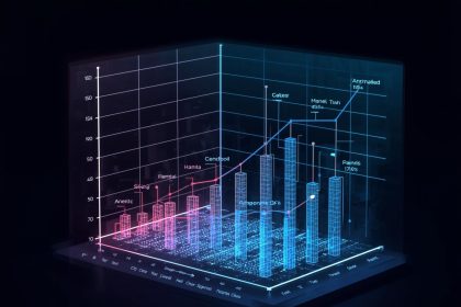 A marketer analyzing multi-touch attribution data showing how multiple marketing channels contribute to conversions, symbolizing holistic campaign insight.