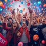 A group of passionate customers promoting a brand on social media, symbolizing the transformation from followers to brand advocates.