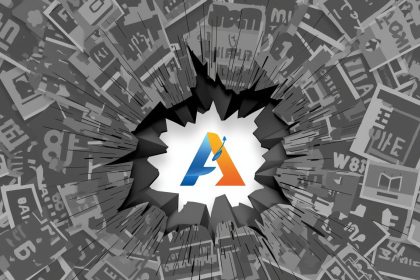 A bold, colorful brand design breaking through a chaotic background of dull visuals, symbolizing the power of custom design in creating brand impact.