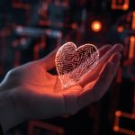 A digital marketer managing online brand reputation through analytics and protective strategies, symbolizing digital trust and credibility.