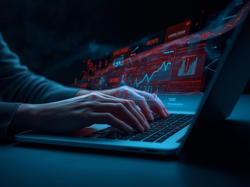 A marketer analyzing a real-time marketing dashboard displaying live campaign data and performance metrics, symbolizing fast, data-driven decision-making.