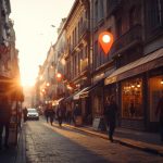 A local business using digital location-based marketing to attract nearby customers, symbolizing hyperlocal strategy success in 2025.