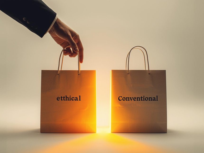 A group of Gen Z consumers engaging with ethical brands and activism-driven marketing on their smartphones, symbolizing conscious consumerism.