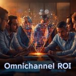 Marketer analyzing omnichannel analytics dashboard showing KPIs, attribution models, and cross-channel performance insights.