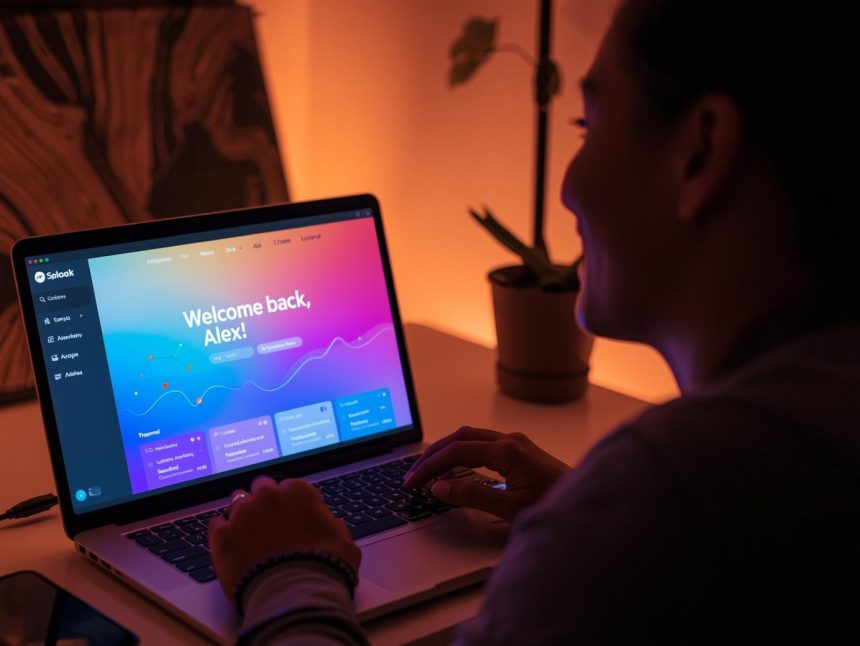 A user interacting with an adaptive digital interface that personalizes content and layout in real time, symbolizing the power of user-centered design.