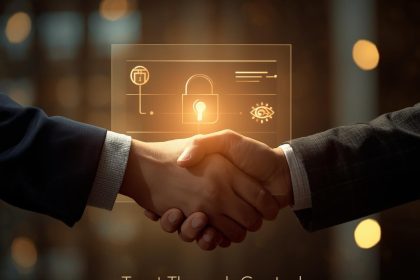 User managing their digital privacy and data preferences through a transparent interface, symbolizing empowerment and ethical data-driven marketing.